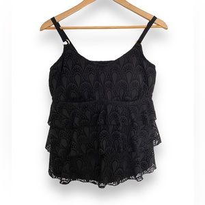 Women Swim Oversized Top 18W Lace Layer Tiered Swim Bathing Top